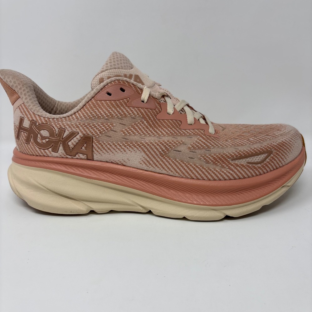 Hoka Clifton 9 Womens Size 10 Pink Cream Athletic Running Shoes (1127896 SNC)